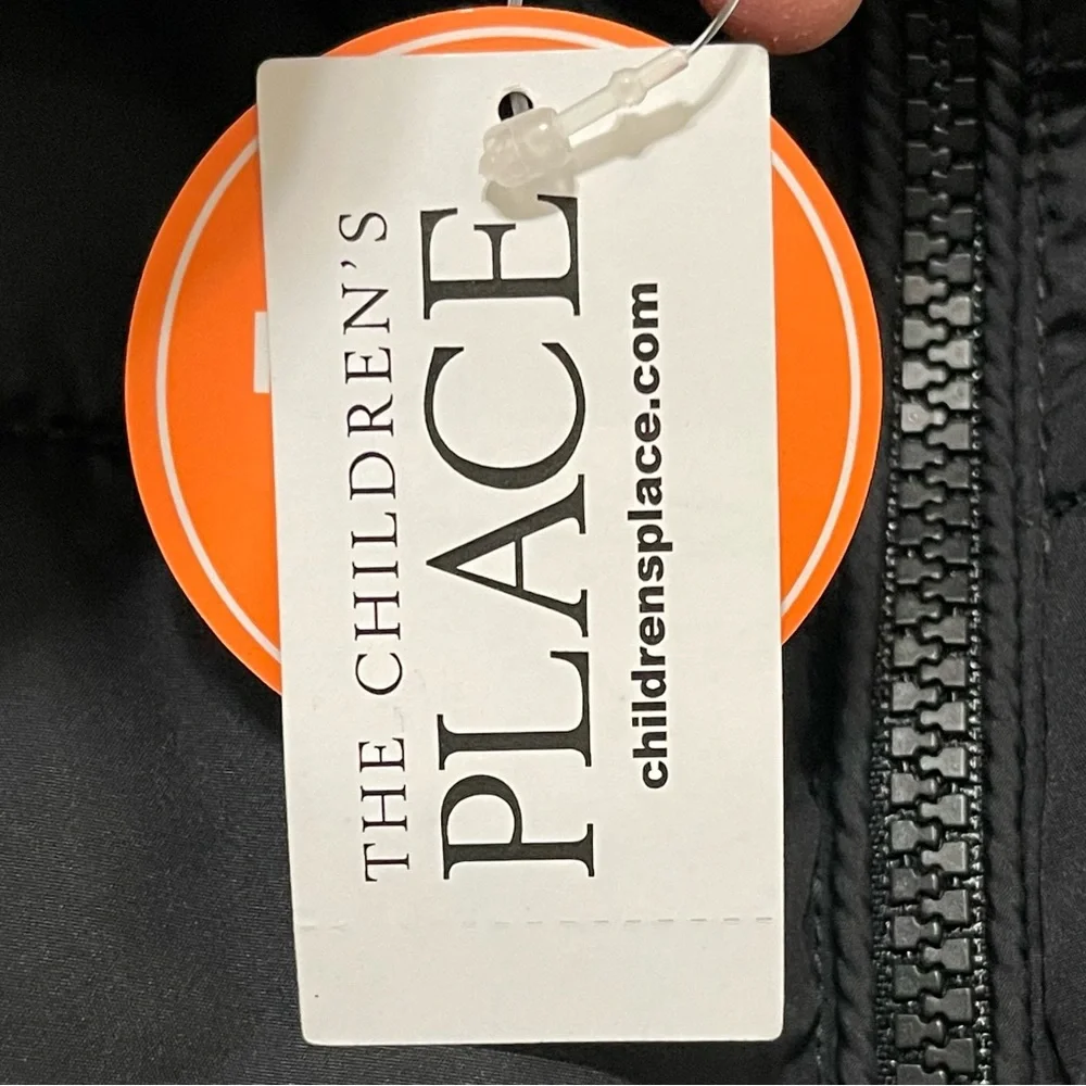The Children's Place Black Puffer Zip Up Jacket Water Resistant NEW Boy S (5/6)